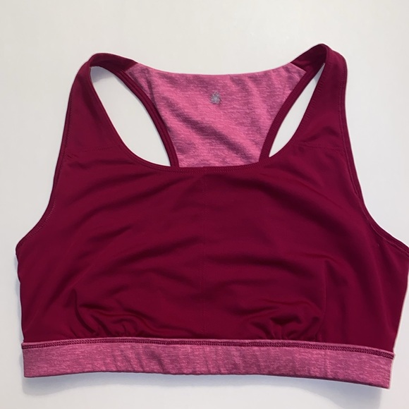 L Tek Gear Magenta Fuscia Pink Longline Sports Bra Women’s keyhole pad pockets - Picture 4 of 8